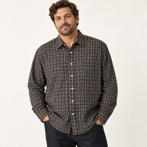 Billy Reid Other - Billy Reid Gray Brown Plaid Standard Cut Shirt XXL